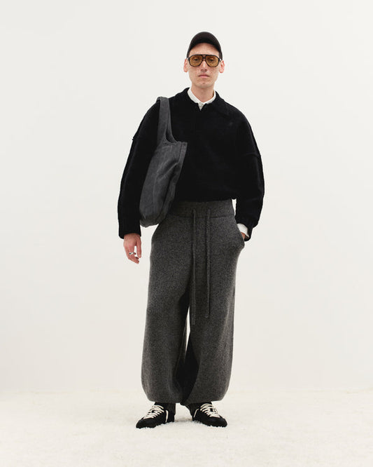 Wool Knit Cuff Pant in Granite Grain