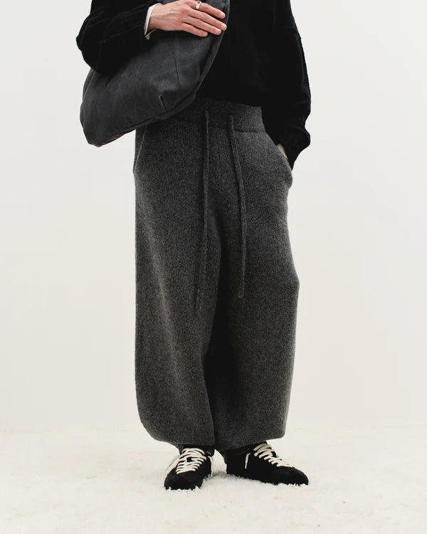 Wool Knit Cuff Pant in Granite Grain