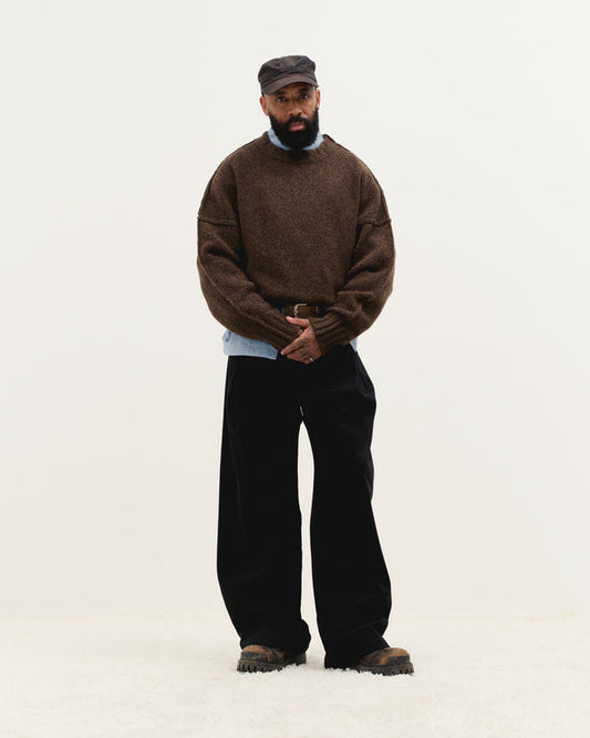 Wool Knit Crewneck in Chestnut Grain