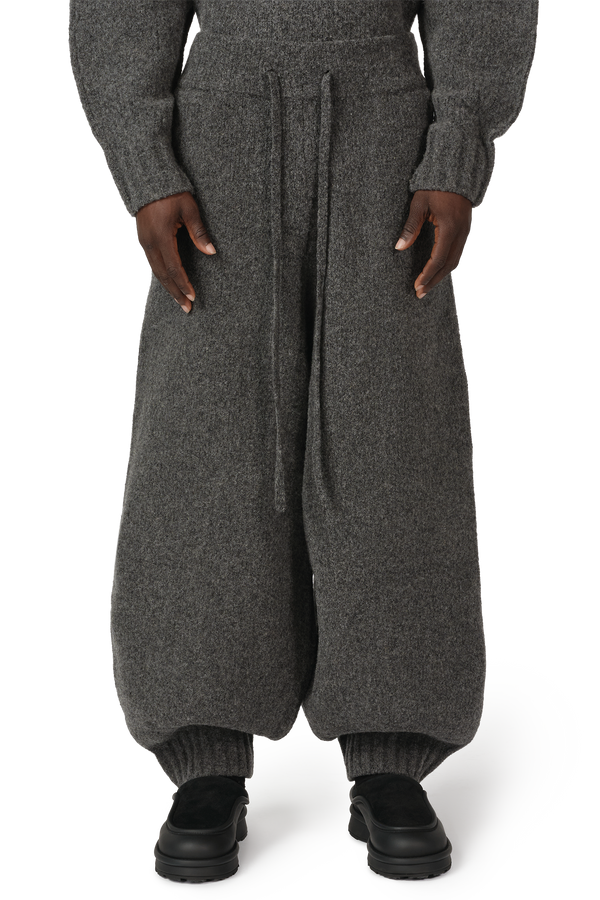 Wool Knit Cuff Pant in Granite Grain