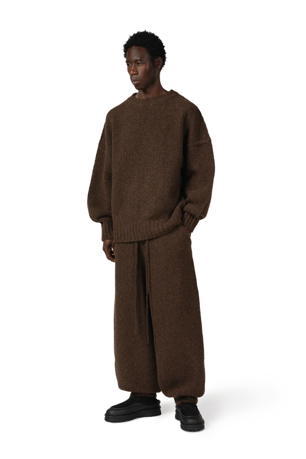 Wool Knit Cuff Pant in Chestnut Grain