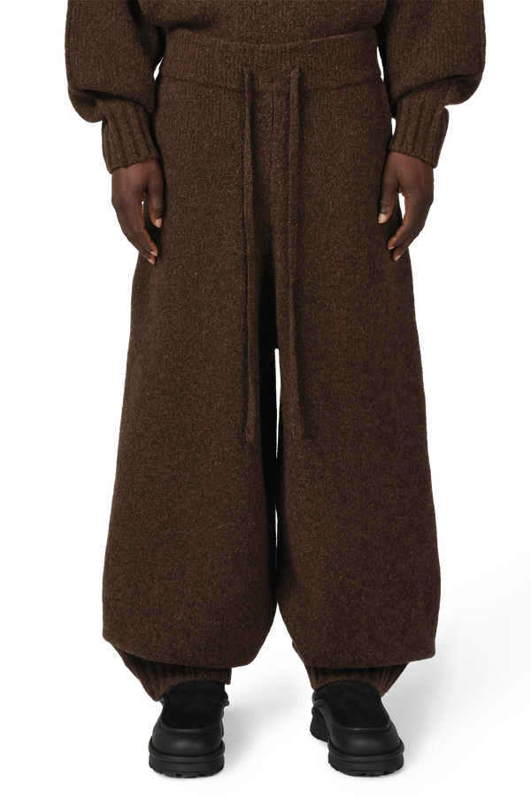Wool Knit Cuff Pant in Chestnut Grain