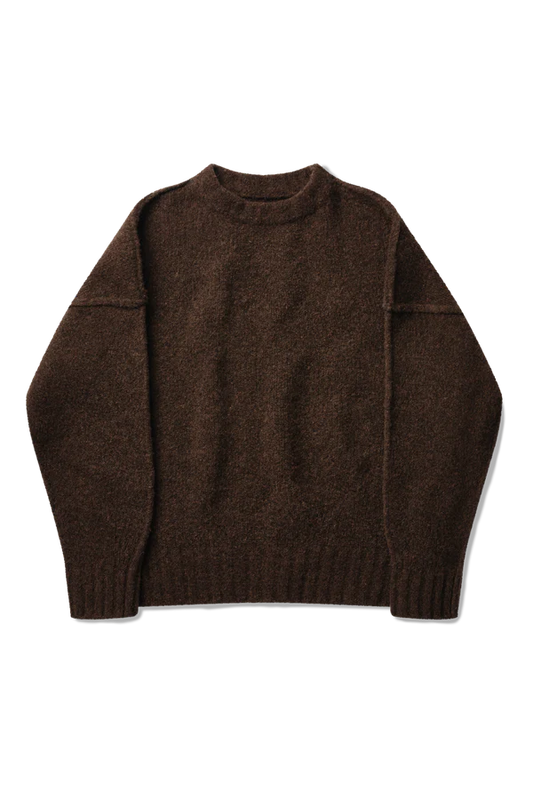 Wool Knit Crewneck in Chestnut Grain