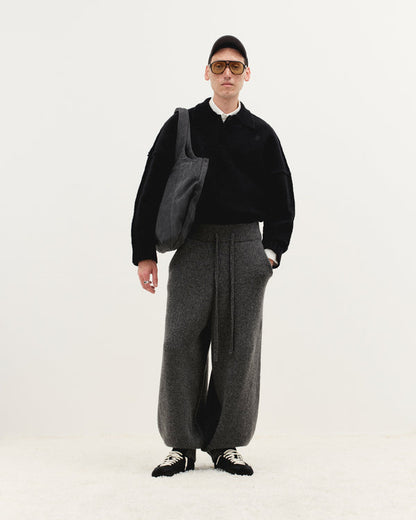 Wool Knit Cuff Pant in Granite Grain