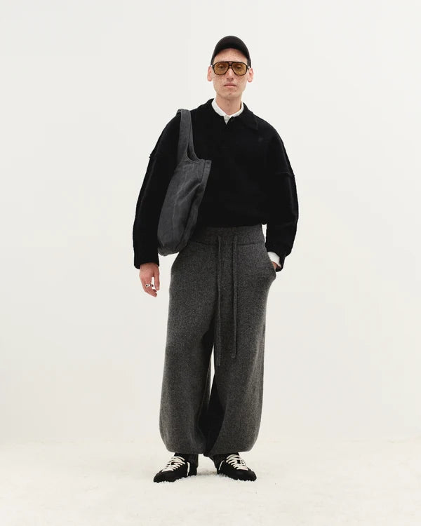 Wool Knit Cuff Pant in Granite Grain
