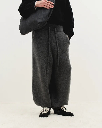 Wool Knit Cuff Pant in Granite Grain