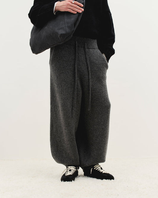 Wool Knit Cuff Pant in Granite Grain