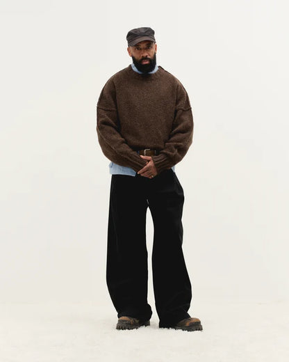 Wool Knit Crewneck in Chestnut Grain