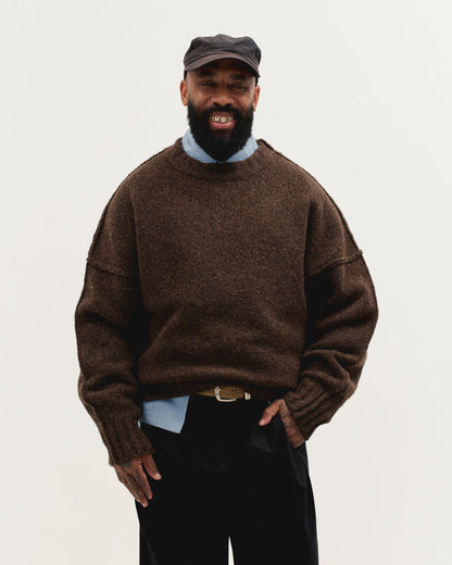 Wool Knit Crewneck in Chestnut Grain