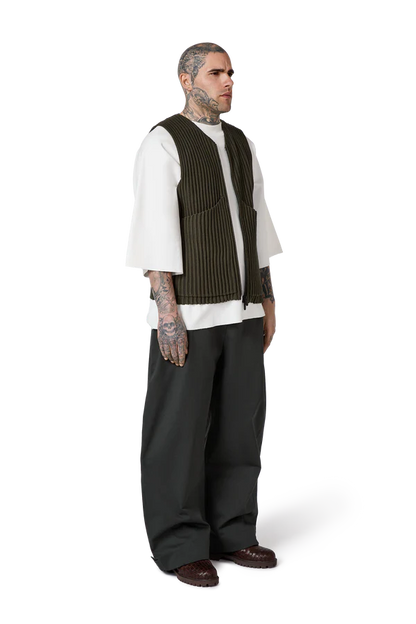Ribbed Knit Utility Vest in Thyme