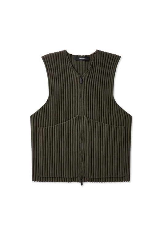 Ribbed Knit Utility Vest in Thyme