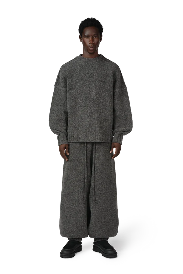 Wool Knit Cuff Pant in Granite Grain