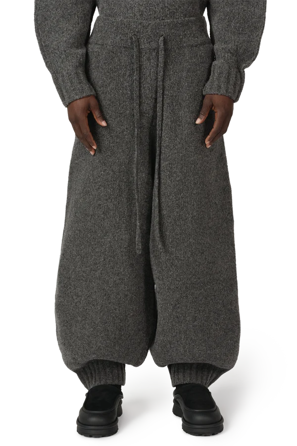 Wool Knit Cuff Pant in Granite Grain