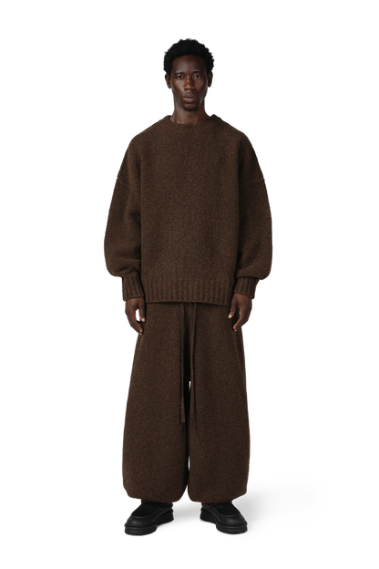 Wool Knit Cuff Pant in Chestnut Grain