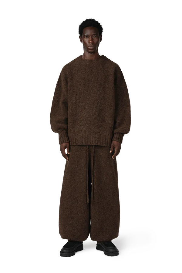 Wool Knit Cuff Pant in Chestnut Grain