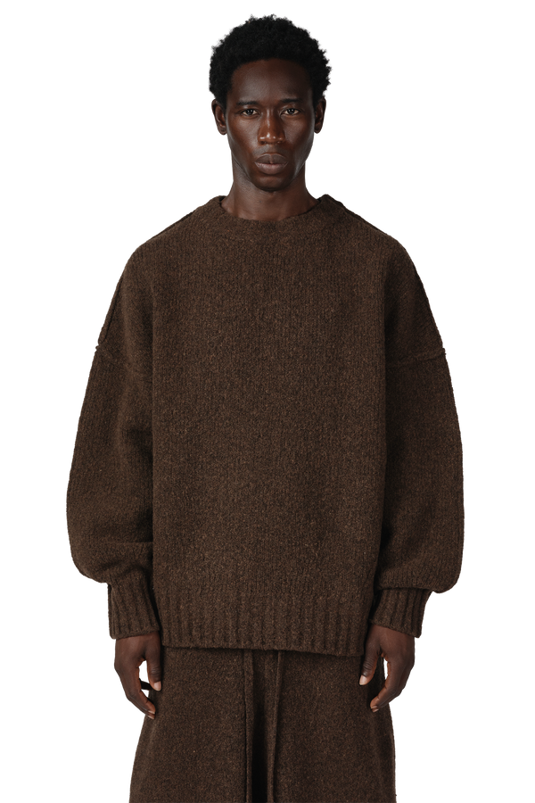 Wool Knit Crewneck in Chestnut Grain