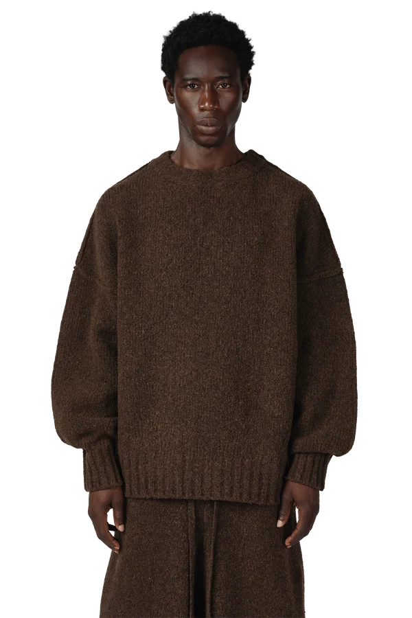 Wool Knit Crewneck in Chestnut Grain