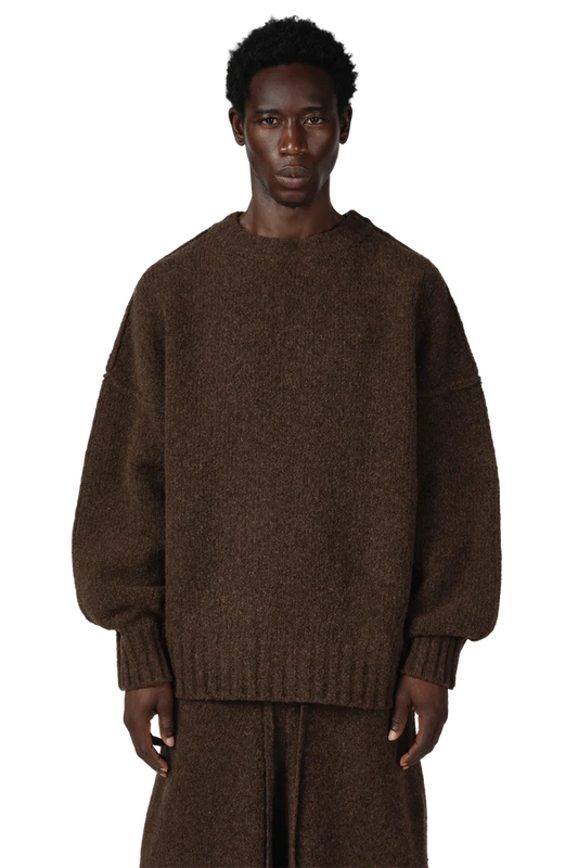 Wool Knit Crewneck in Chestnut Grain