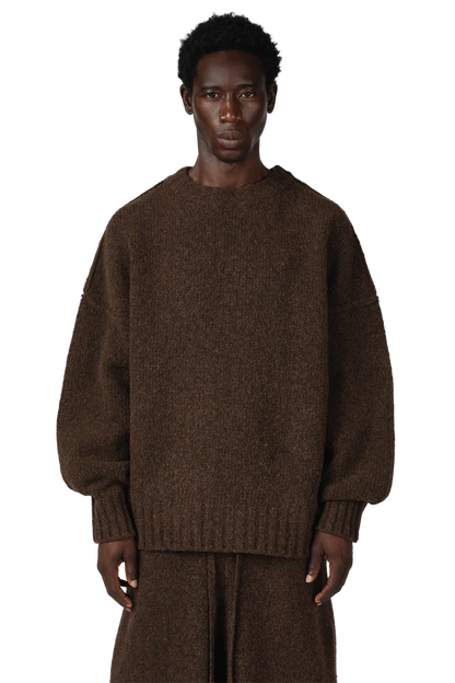 Wool Knit Crewneck in Chestnut Grain