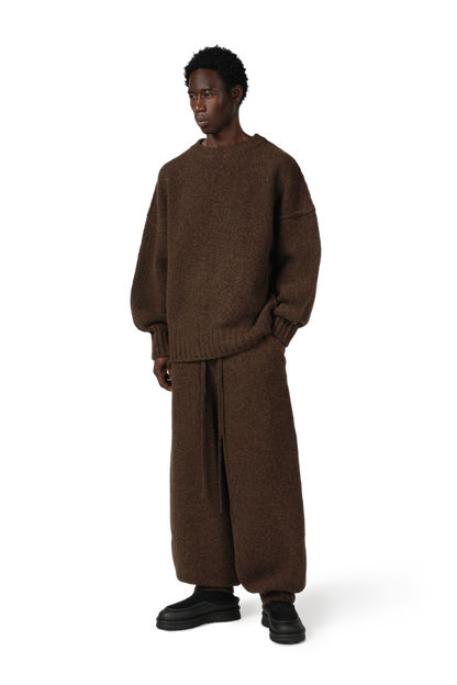 Wool Knit Cuff Pant in Chestnut Grain