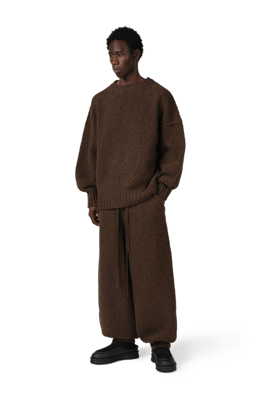 Wool Knit Cuff Pant in Chestnut Grain