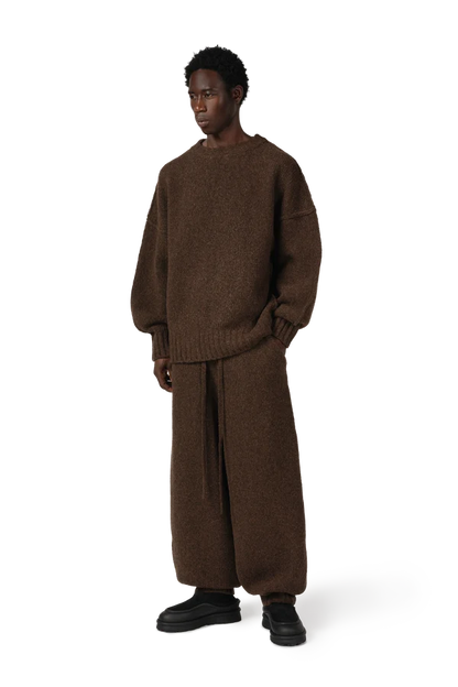 Wool Knit Cuff Pant in Chestnut Grain