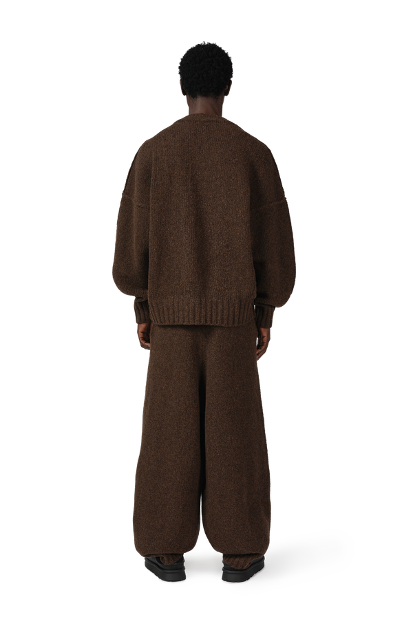 Wool Knit Cuff Pant in Chestnut Grain