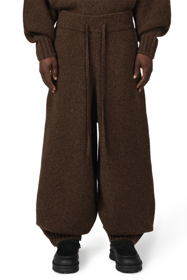 Wool Knit Cuff Pant in Chestnut Grain