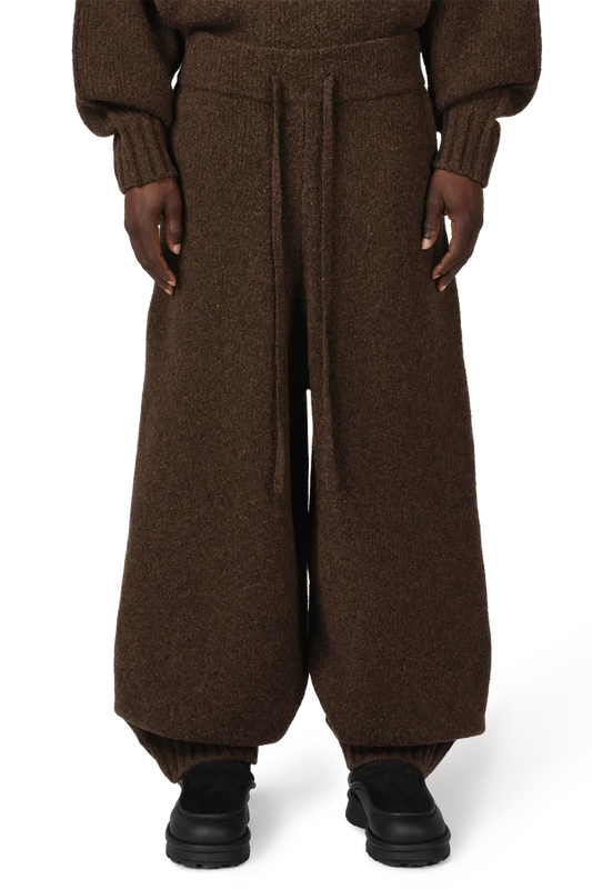 Wool Knit Cuff Pant in Chestnut Grain