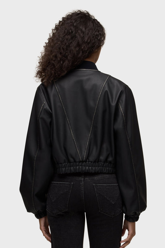Vegan Leather Bomber Jacket