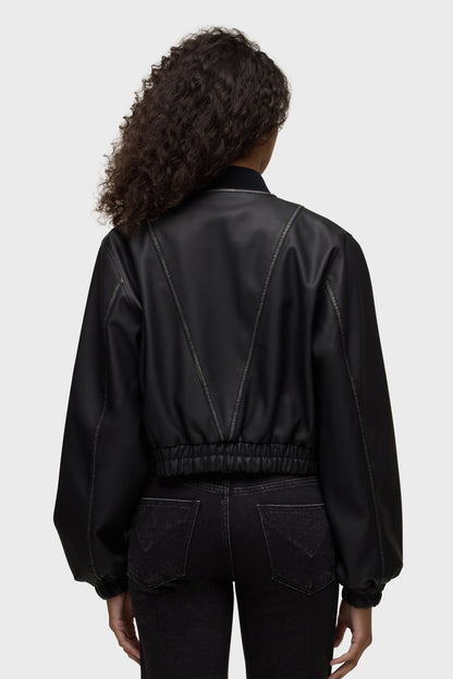 Vegan Leather Bomber Jacket