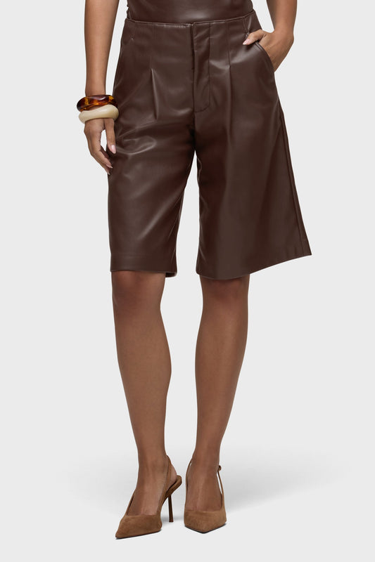 Vegan Leather Pleated Trouser Short
