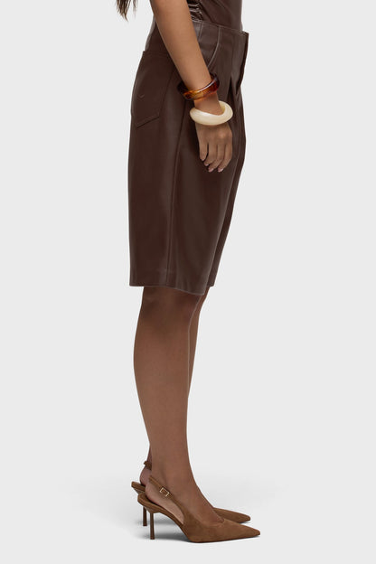 Vegan Leather Pleated Trouser Short