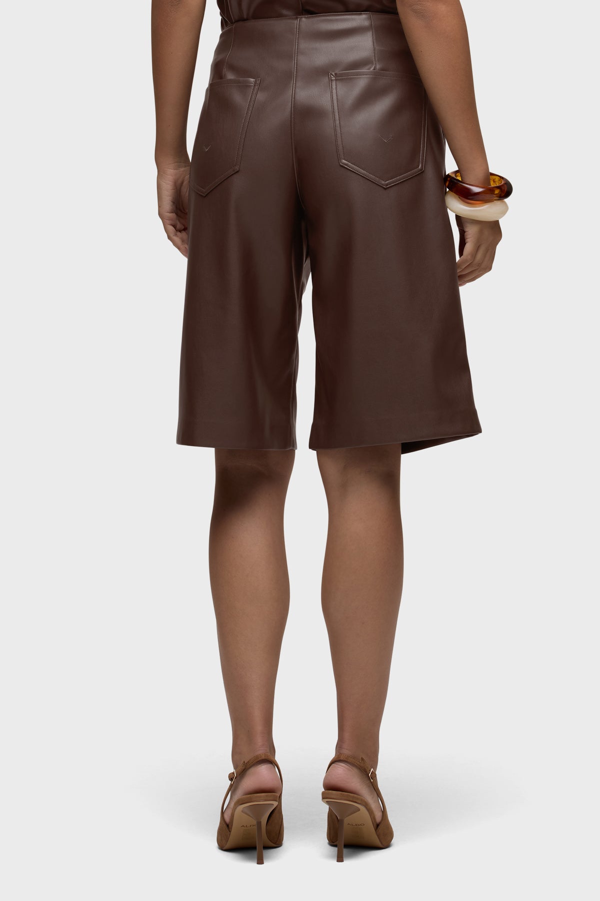 Vegan Leather Pleated Trouser Short